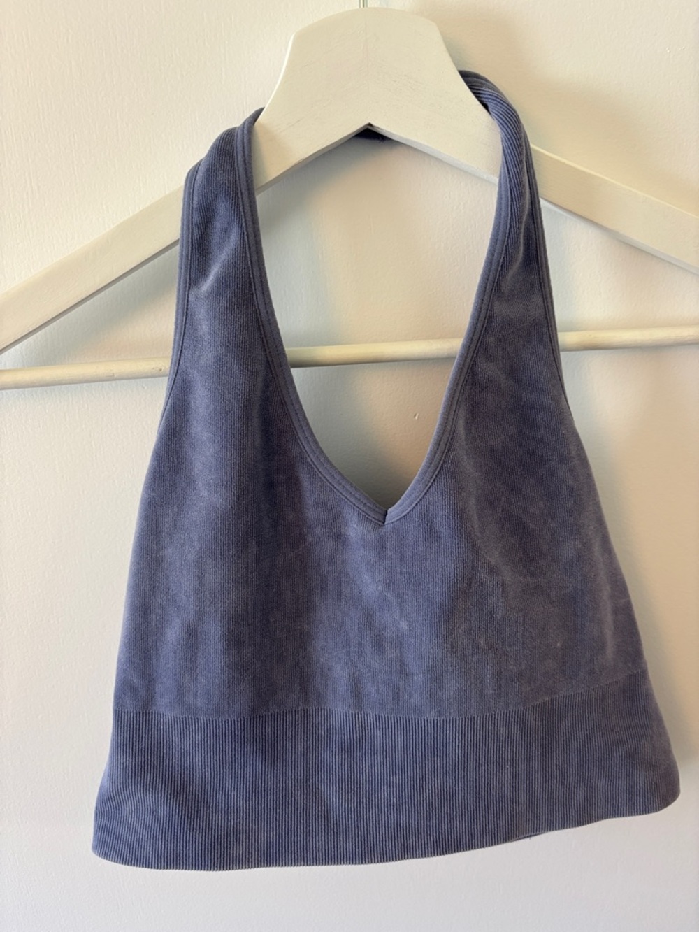 H&M Dusty Blue V-Neck Halter Crop Top